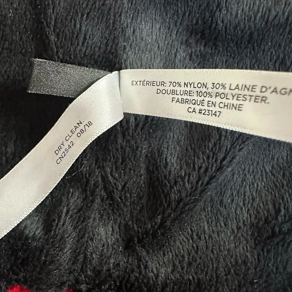 Talbots Lambswool Red Black Houndstooth Check Infinity Collar Scarf Women's